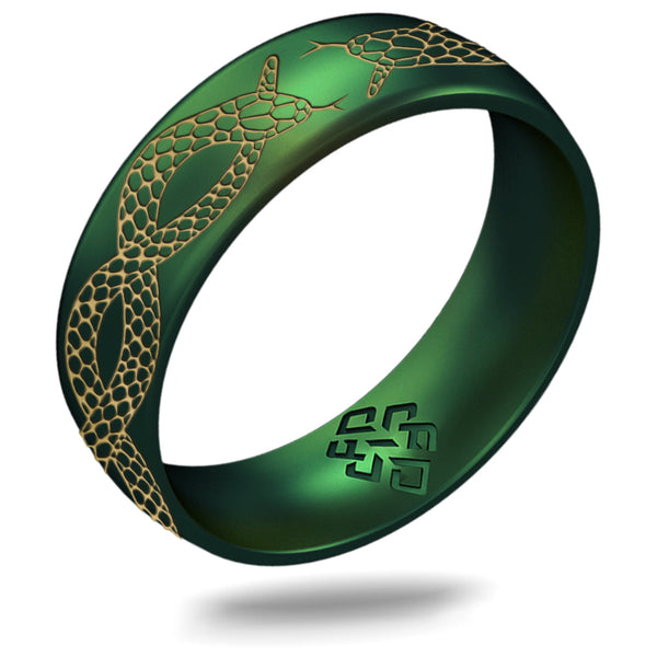 Gold Snakes Silicone Ring - Arc 6mm Engraved