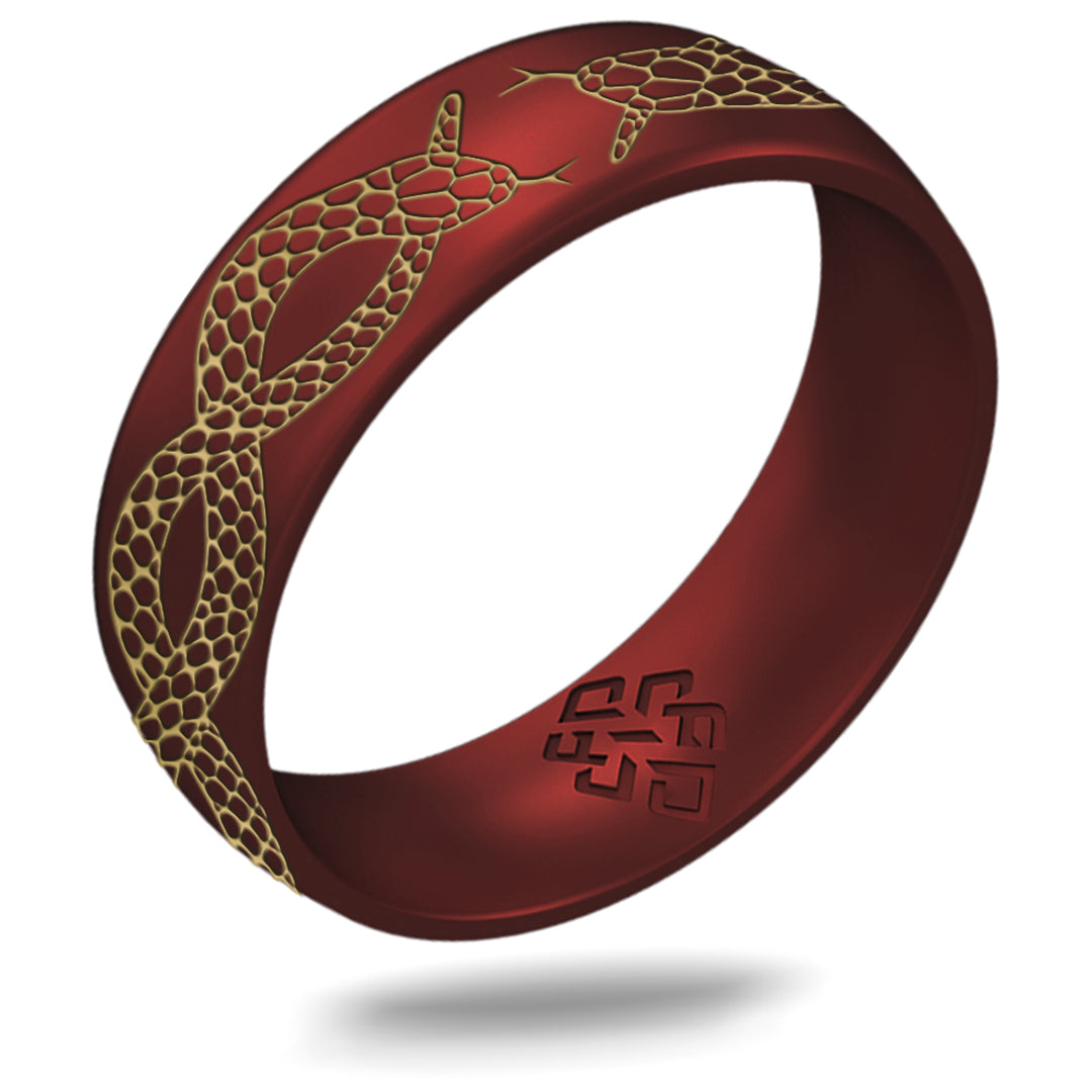 Gold Snakes Silicone Ring, Arc 6mm Engraved