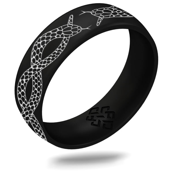 Silver Snake Silicone Ring, Arc 6mm Engraved