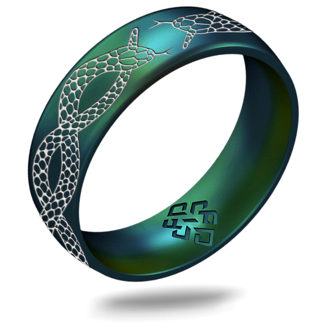 Silver Snake Silicone Ring, Arc 6mm Engraved