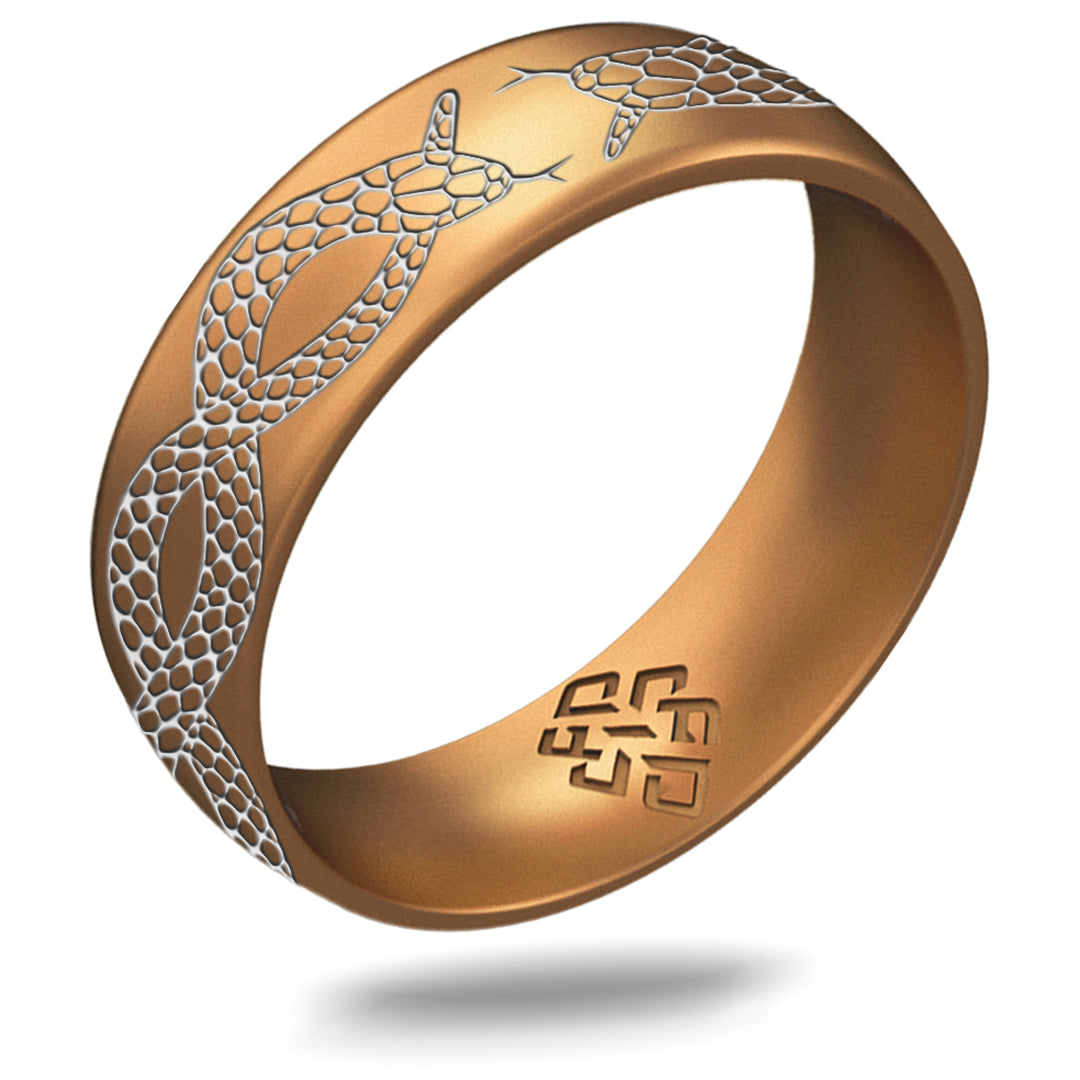 Silver Snake Silicone Ring, Arc 6mm Engraved