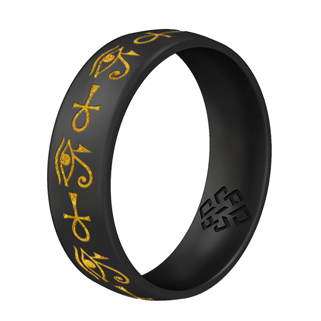 Eye of Horus & Ankh Silicone Ring - Arc 6mm