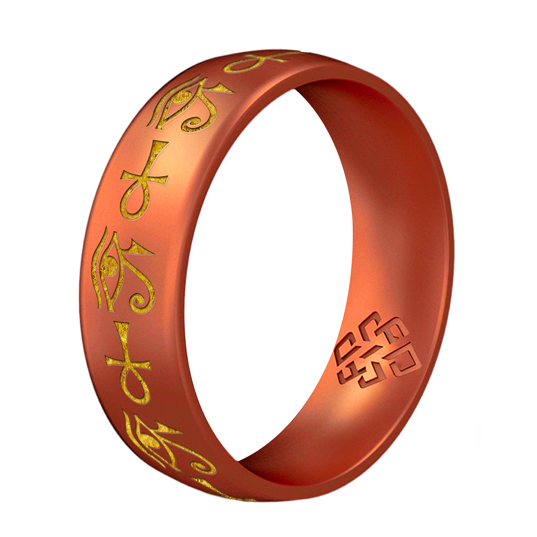 Eye of Horus & Ankh Silicone Ring - Arc 6mm