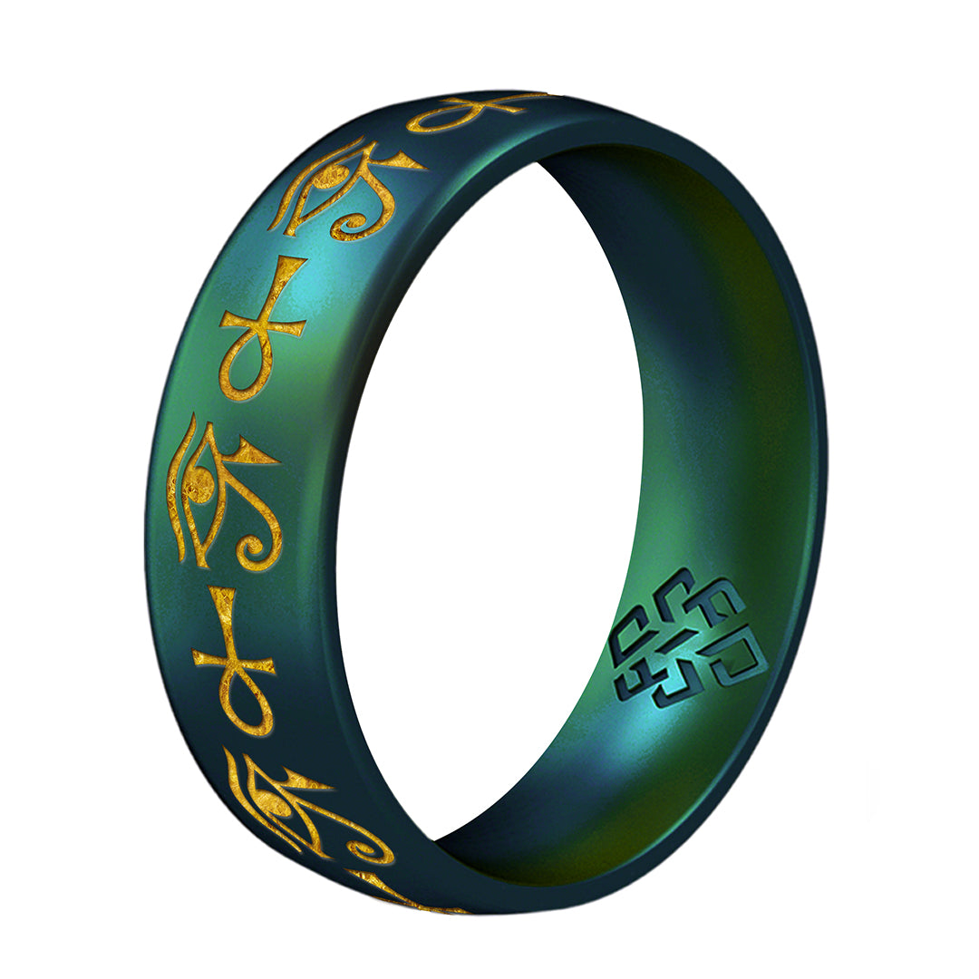 Eye of Horus & Ankh Silicone Ring - Arc 6mm