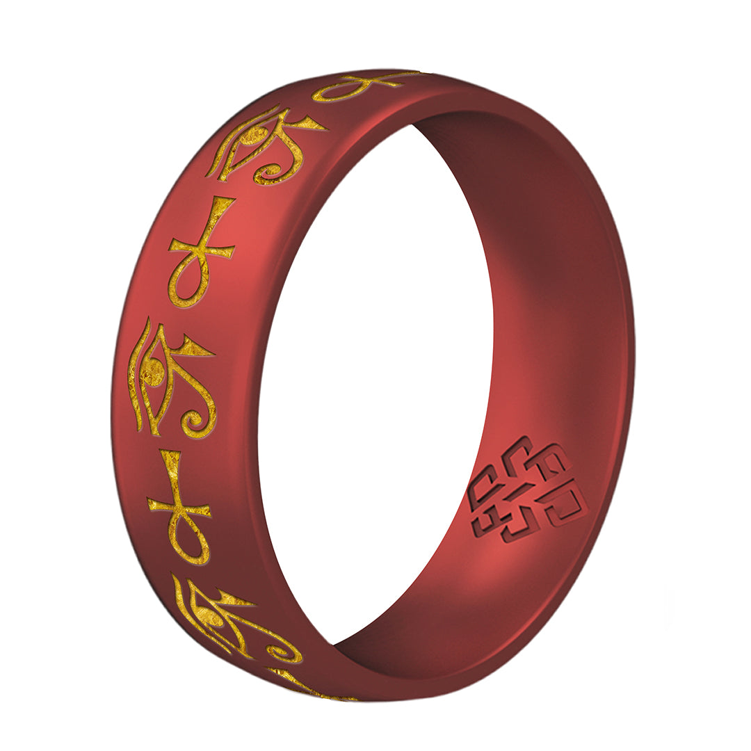 Eye of Horus & Ankh Silicone Ring - Arc 6mm