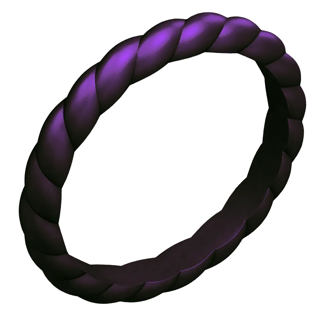 Cosmic Purple Braided Silicone Ring - Stackable Thin Band
