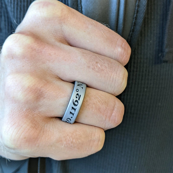 Custom Engraved Dual Layer Silicone Ring - Coordinates and More