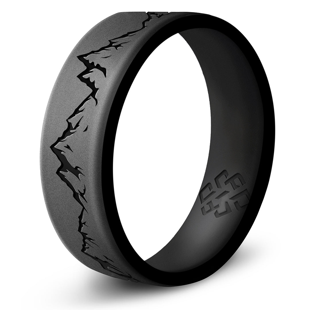 Engraved Mountain Silicone Ring - Dual Layer