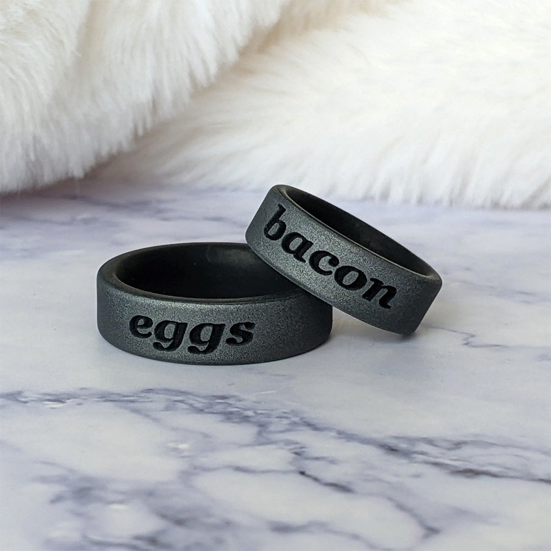 Custom Engraved Dual Layer Silicone Ring - Eggs & Bacon