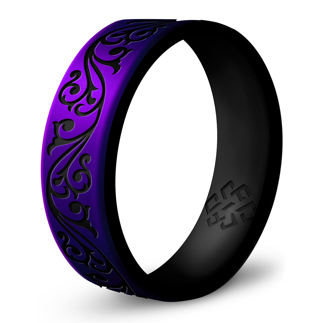 Filigree Silicone Ring, Dual Layer Engraved 6mm