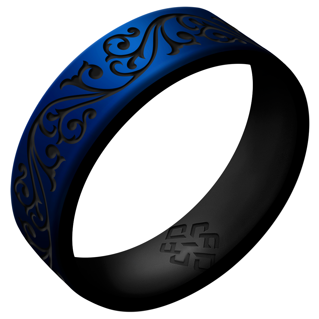 Filigree Silicone Ring, Dual Layer Engraved 6mm