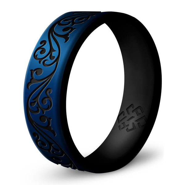 Filigree Silicone Ring, Dual Layer Engraved 6mm