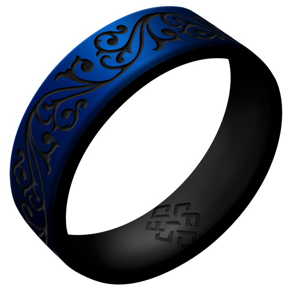 Filigree Silicone Ring, Dual Layer Engraved 6mm