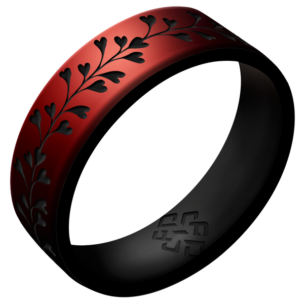 Heart Vine Silicone Ring,  Dual Layer Engraved 6mm