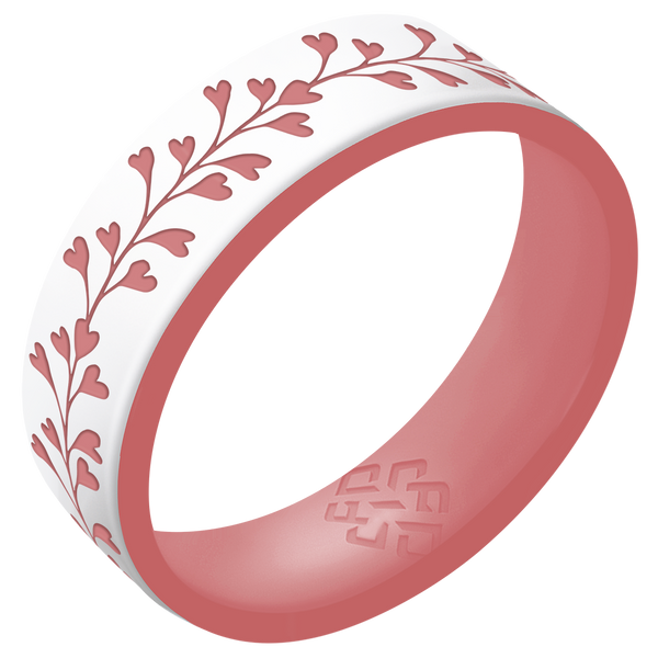 Heart Vine Silicone Ring,  Dual Layer Engraved 6mm