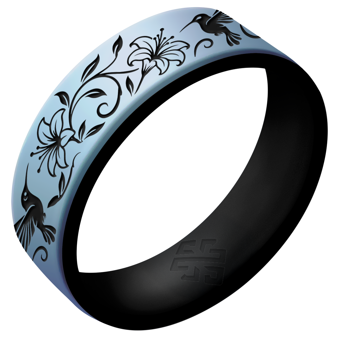 Hummingbirds Silicone Ring on Dual Layer 6mm