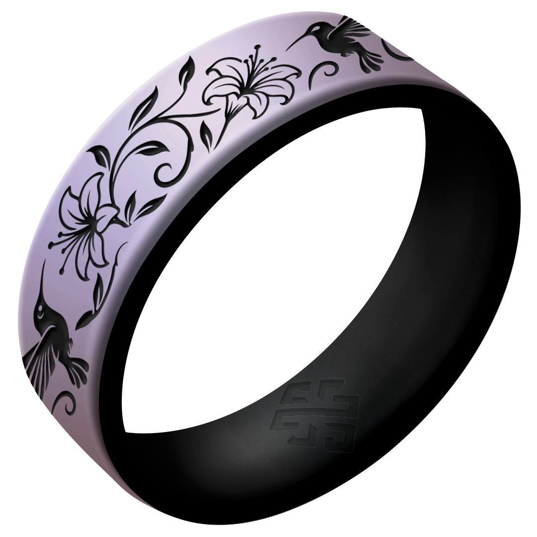 Hummingbirds Silicone Ring on Dual Layer 6mm