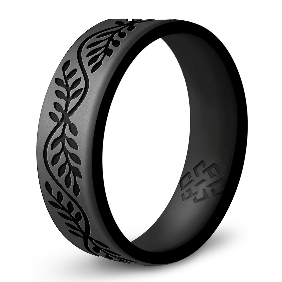 Laurel Silicone Ring,  Engraved Dual Layer 6mm