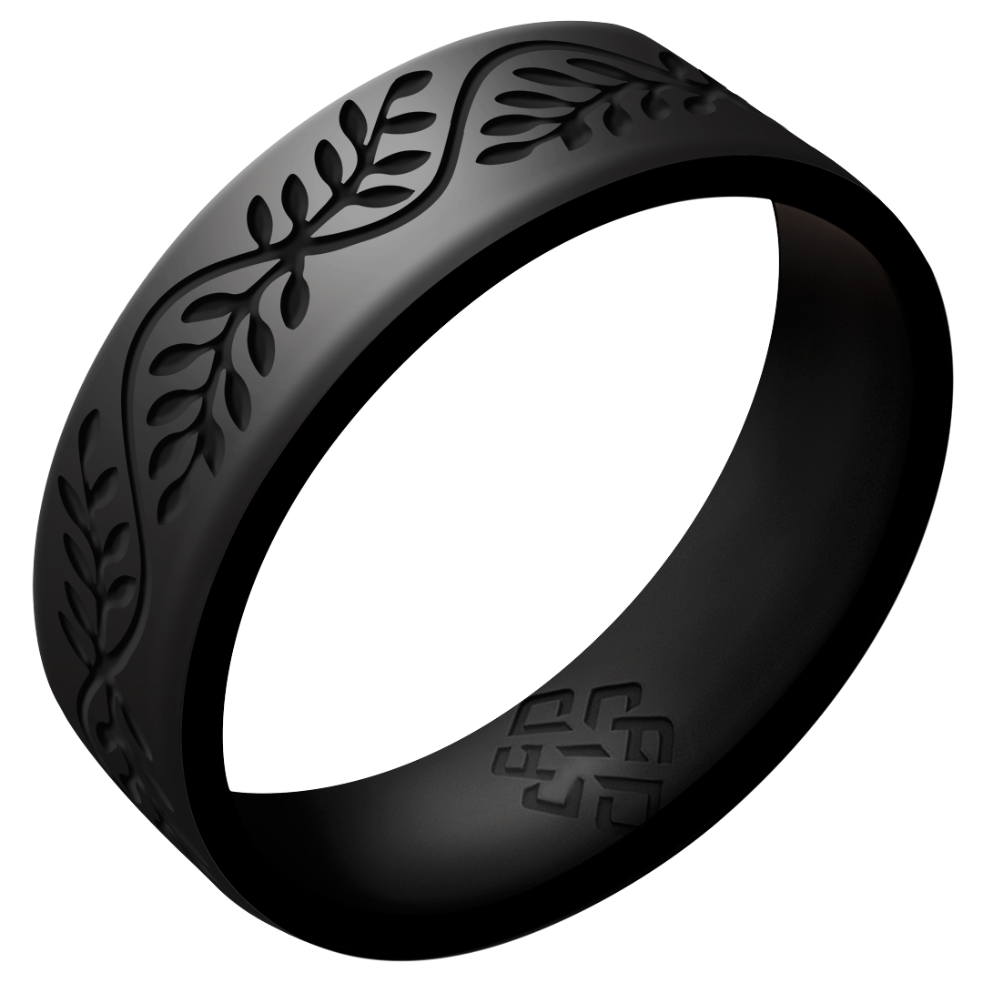Laurel Silicone Ring,  Engraved Dual Layer 6mm