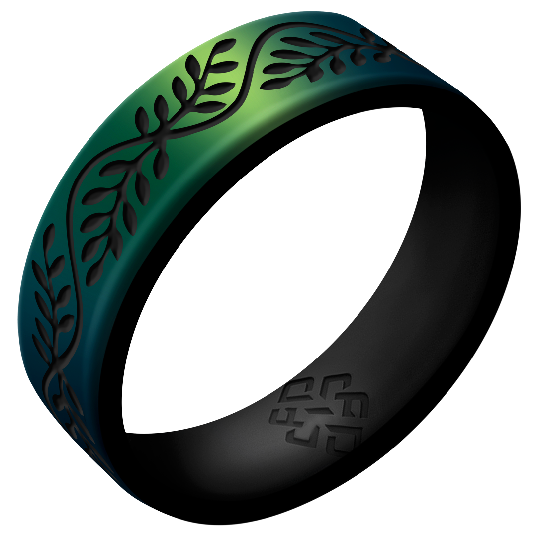 Laurel Silicone Ring,  Engraved Dual Layer 6mm