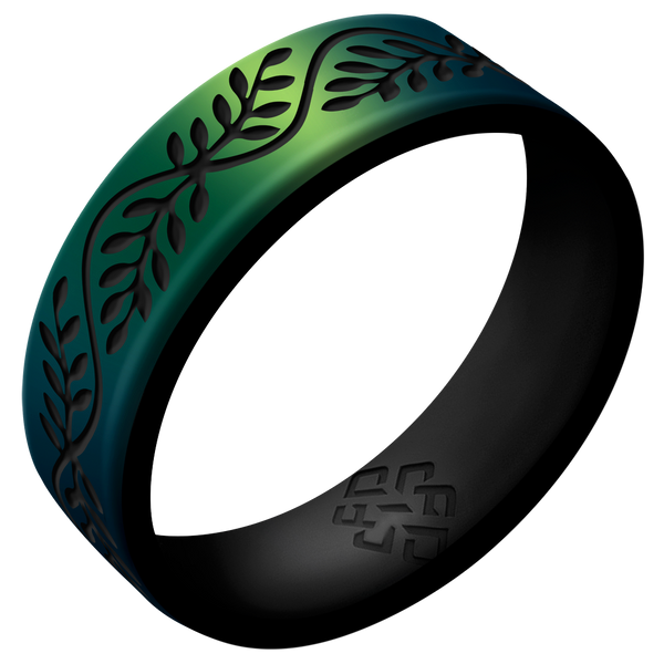 Laurel Silicone Ring,  Engraved Dual Layer 6mm