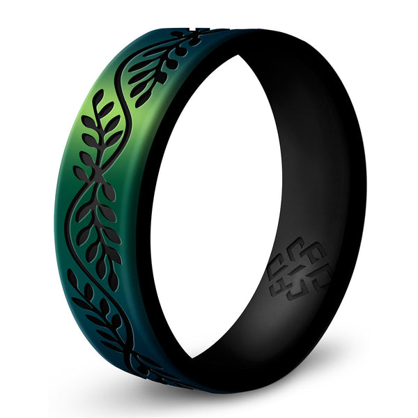 Laurel Silicone Ring,  Engraved Dual Layer 6mm