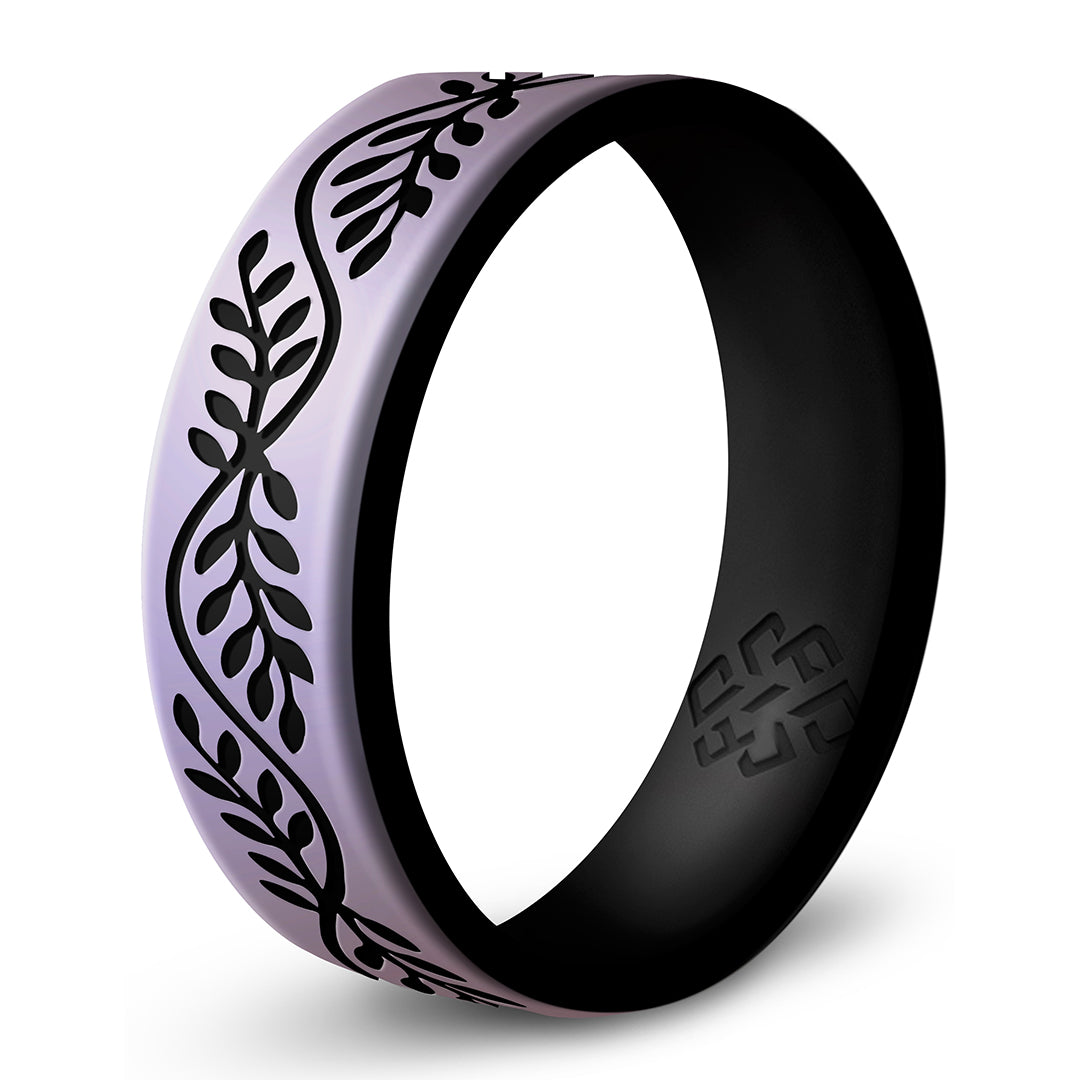 Laurel Silicone Ring,  Engraved Dual Layer 6mm