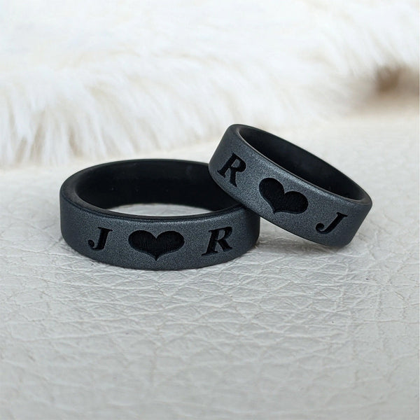 Dual Layer Silicone Ring Custom Engraved - Anniversary