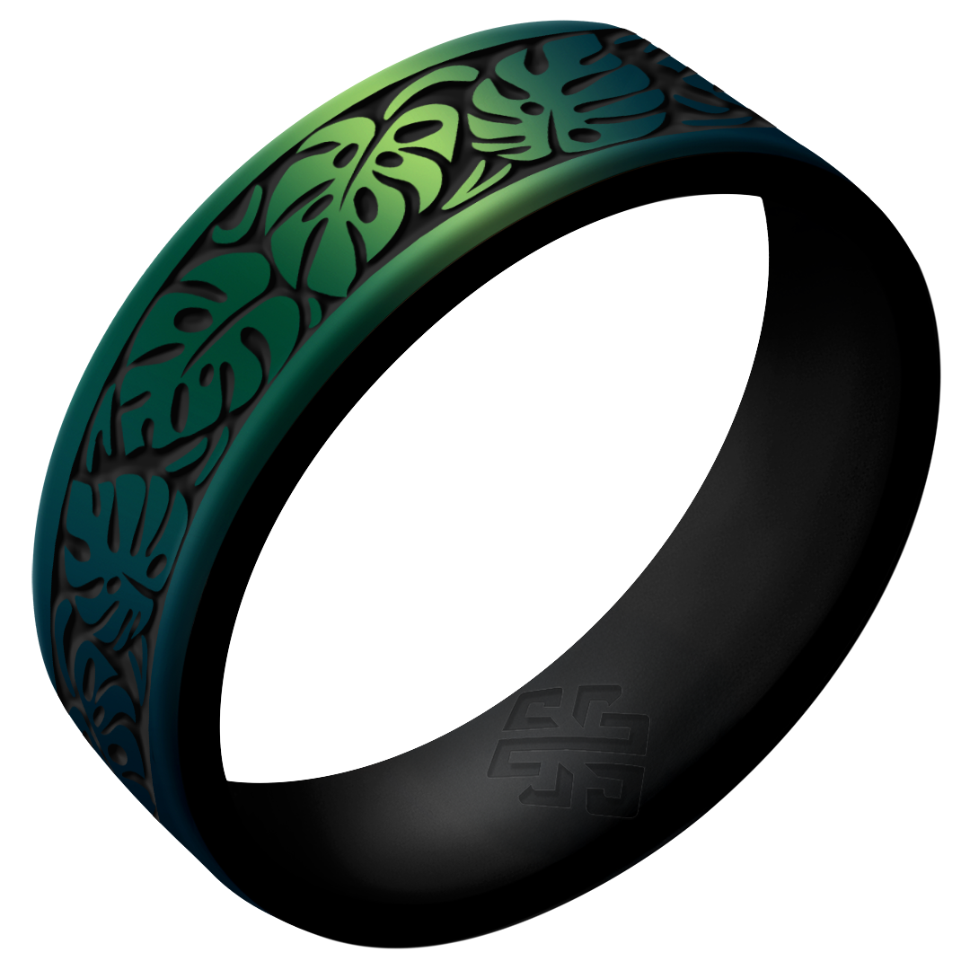 Monstera Silicone Ring on Dual Layer 6mm