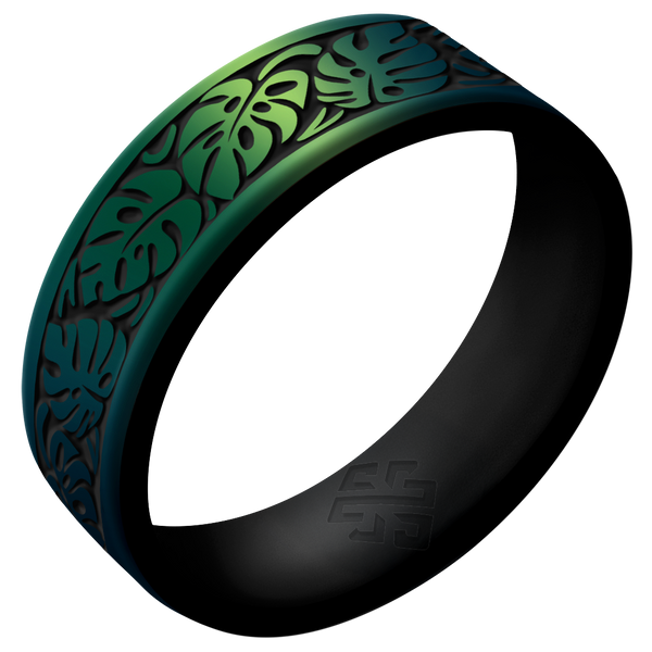 Monstera Silicone Ring on Dual Layer 6mm