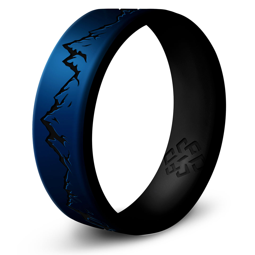 Engraved Mountain Silicone Ring - Dual Layer