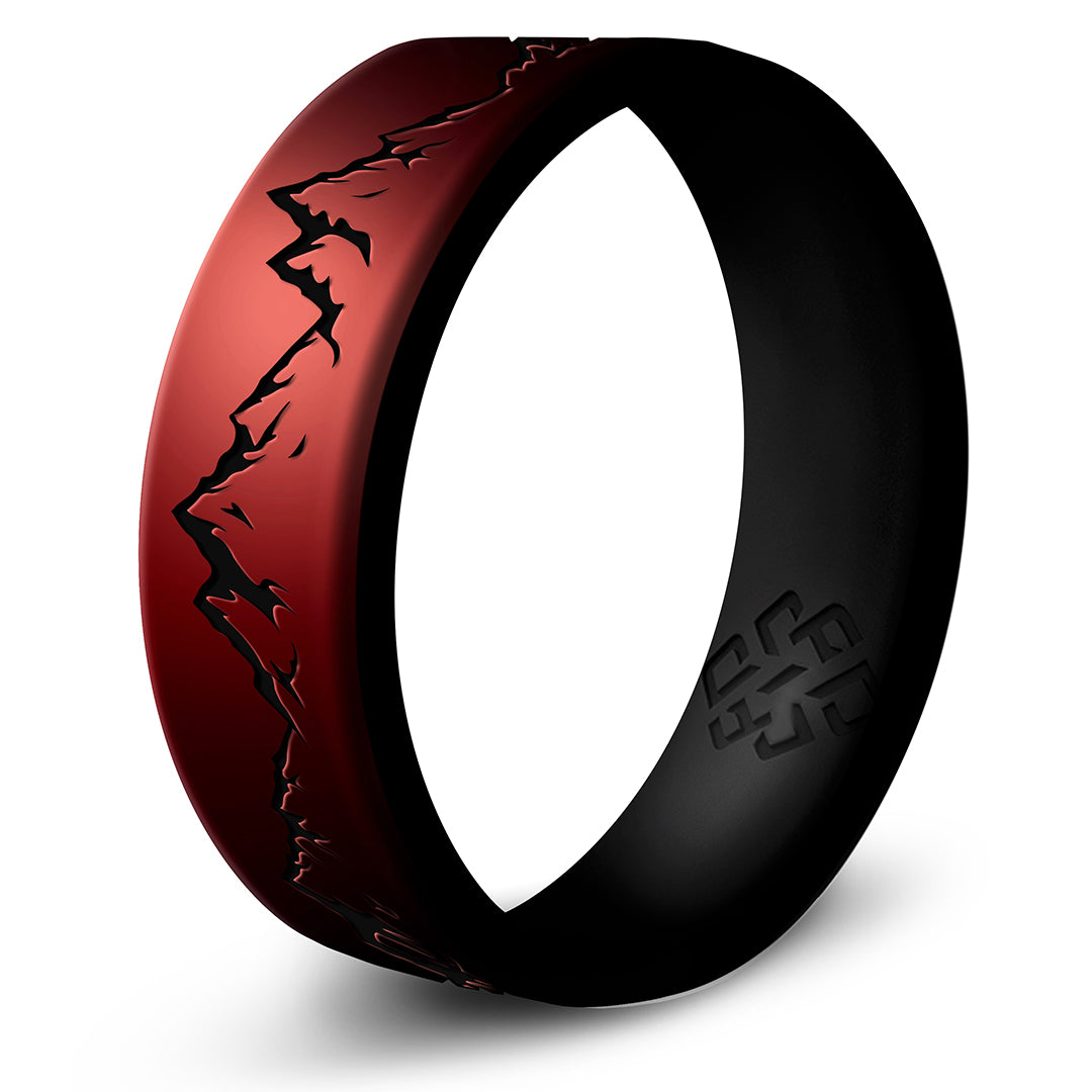 Engraved Mountain Silicone Ring - Dual Layer