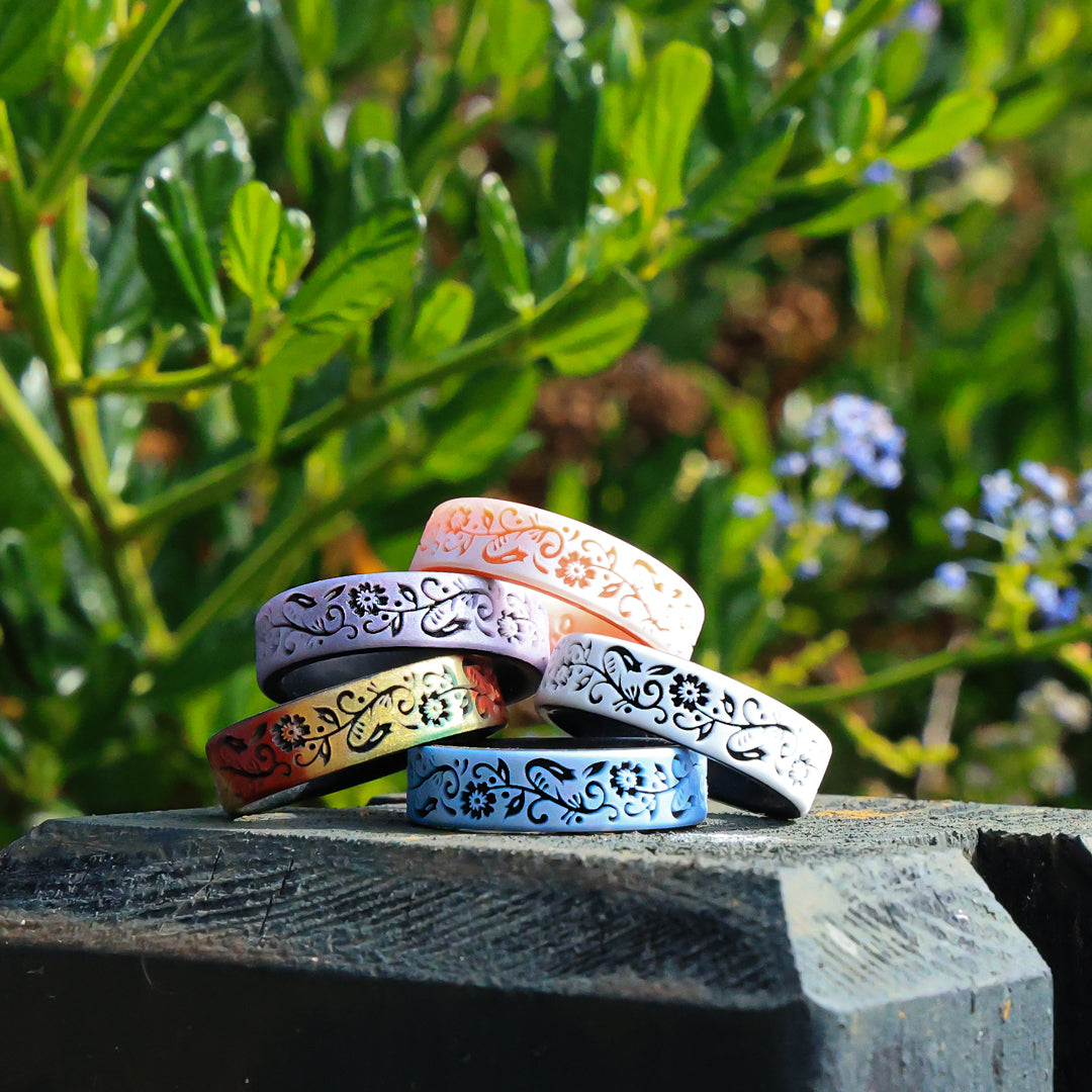 Nordic Bloom Silicone Ring - Engraved Dual Layer