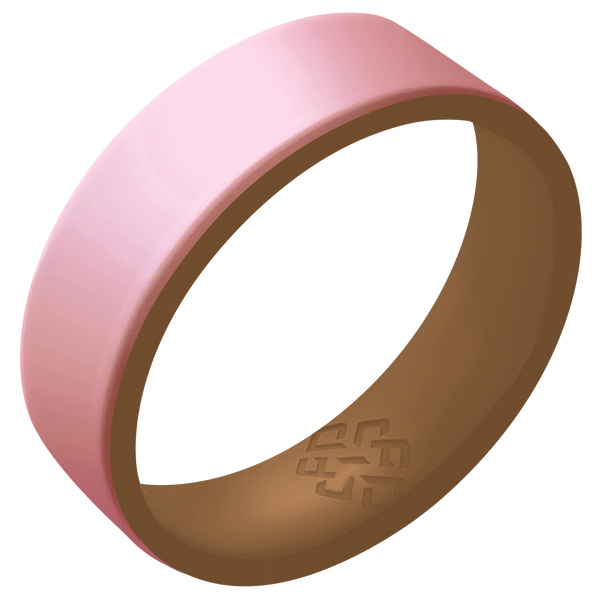 Blush Pink on Gold Dual Layer Breathable Silicone Ring 6mm