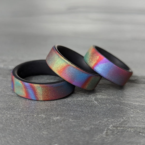 Midnight Rainbow Dual Layer Breathable Silicone Ring