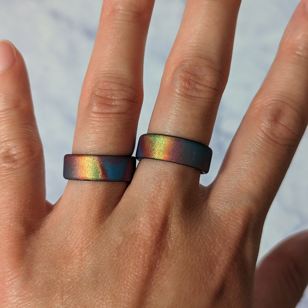 Midnight Rainbow Dual Layer Breathable Silicone Ring