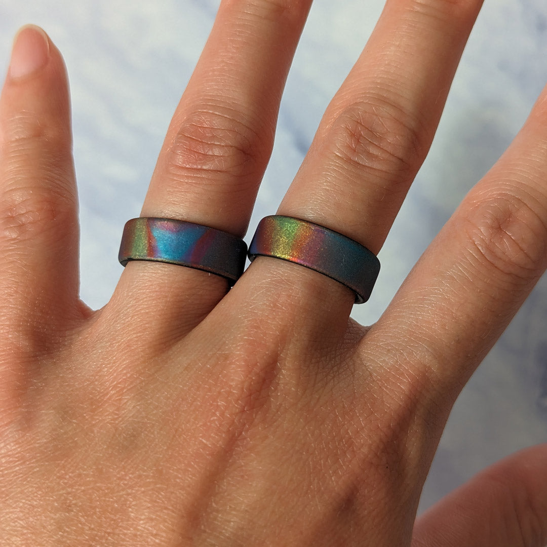 Midnight Rainbow Dual Layer Breathable Silicone Ring
