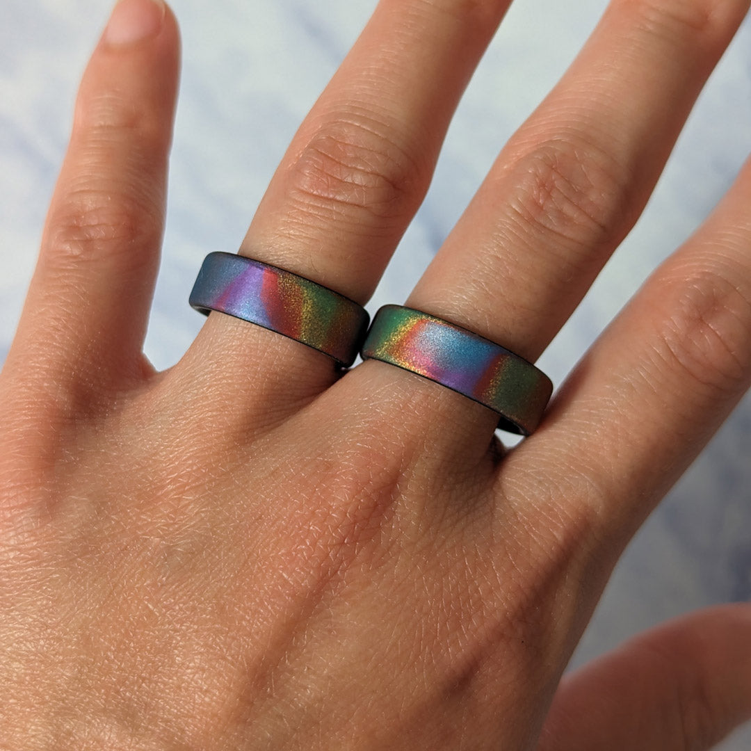Midnight Rainbow Dual Layer Breathable Silicone Ring