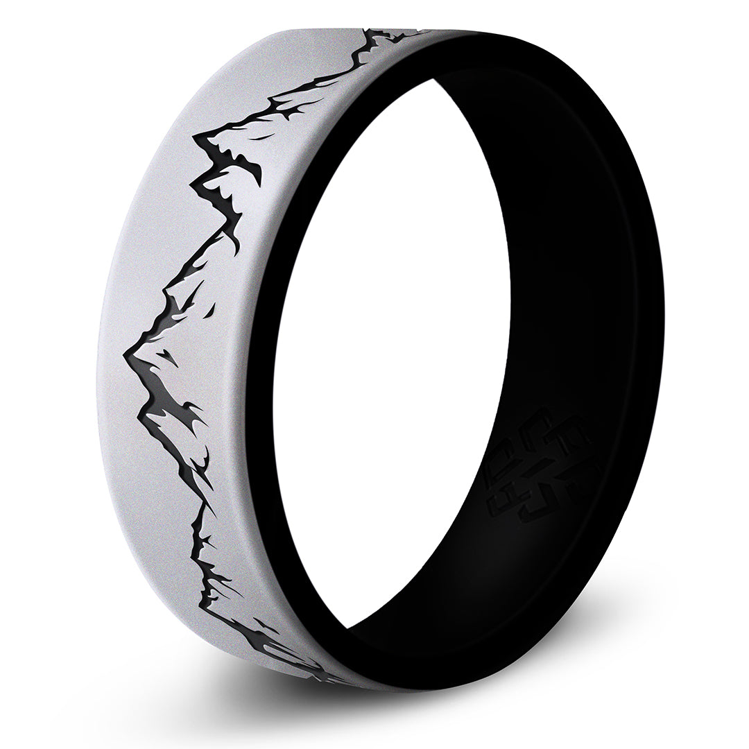 Engraved Mountain Silicone Ring - Dual Layer