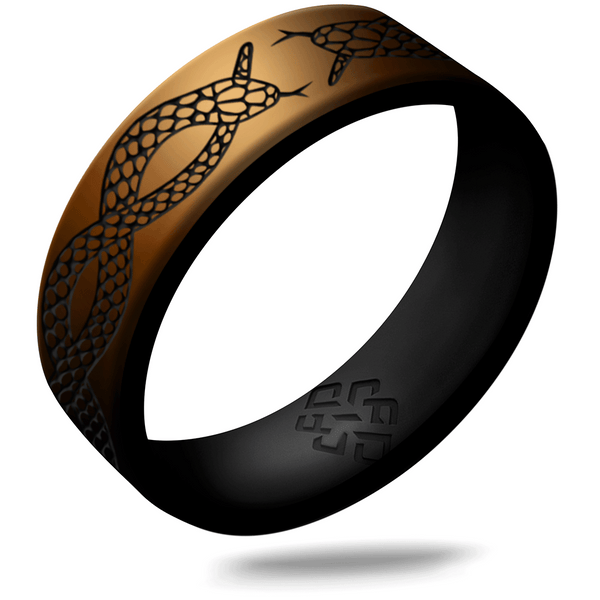 Snakes Silicone Ring, Dual Layer Engraved