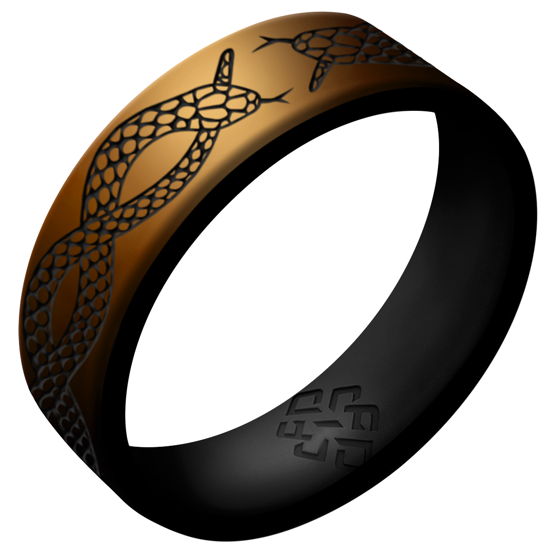 Snakes Silicone Ring, Dual Layer Engraved
