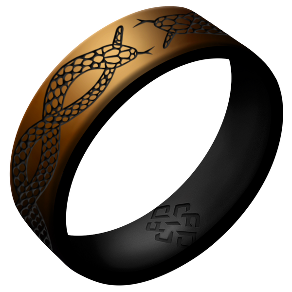 Snakes Silicone Ring, Dual Layer Engraved