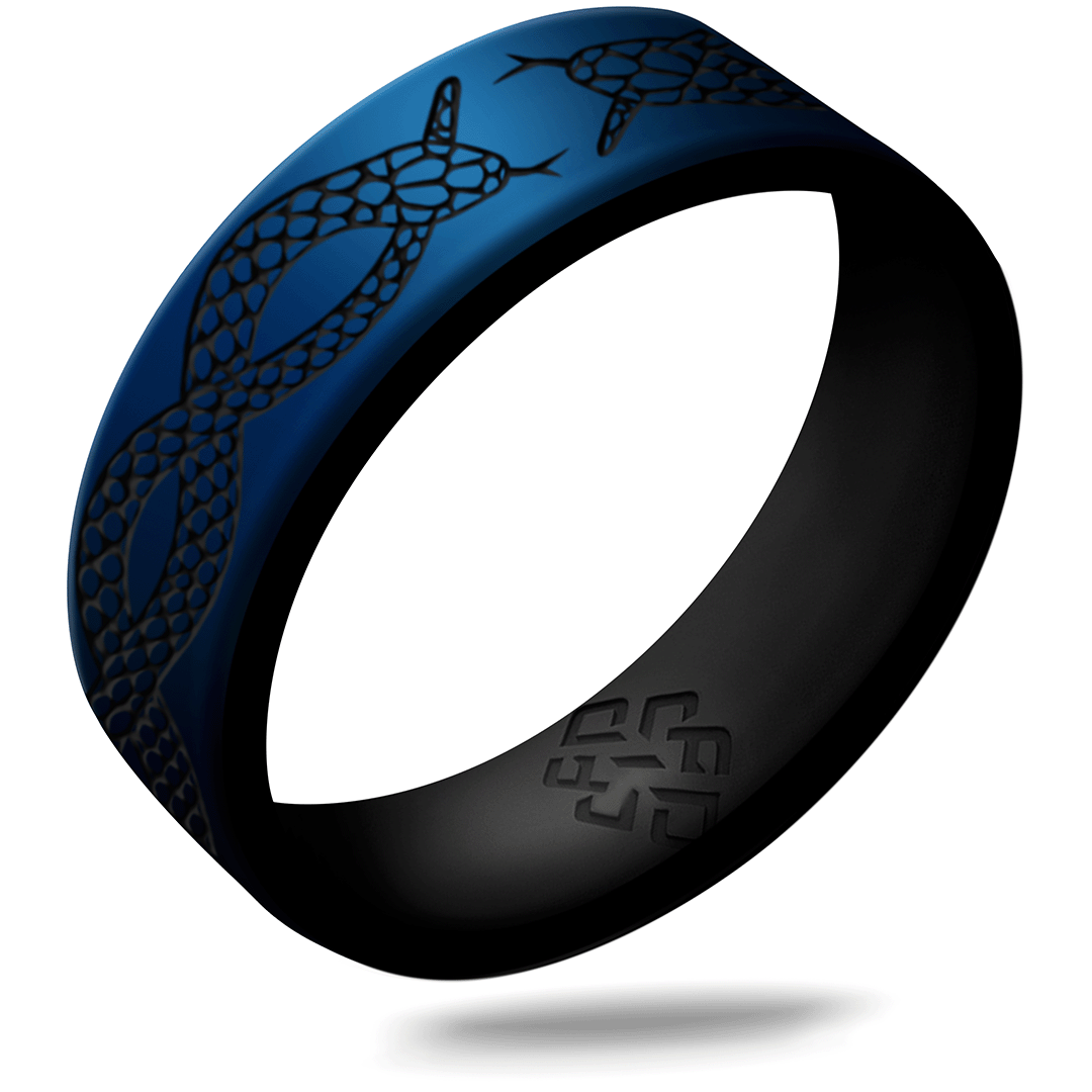 Snakes Silicone Ring, Dual Layer Engraved