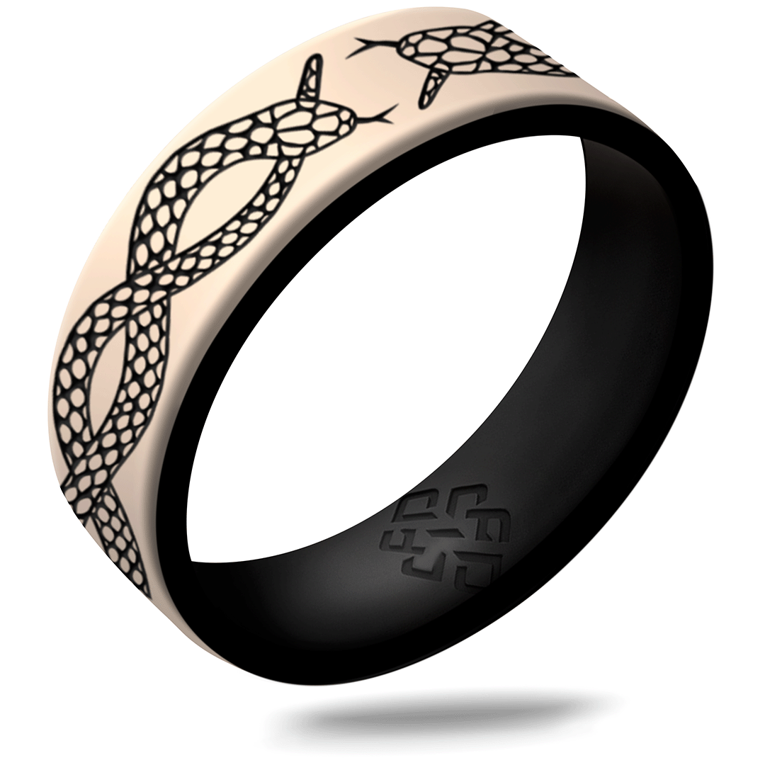 Snakes Silicone Ring, Dual Layer Engraved