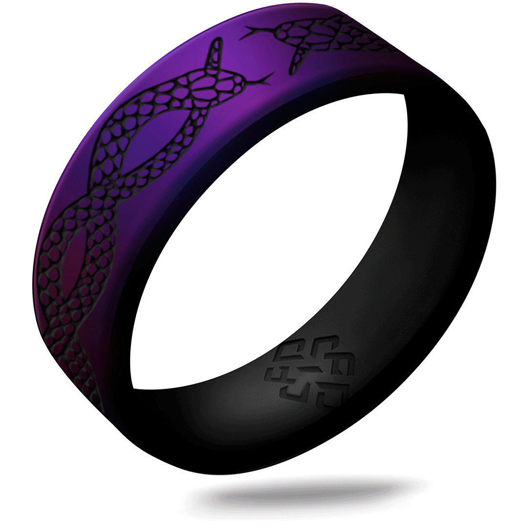 Snakes Silicone Ring, Dual Layer Engraved