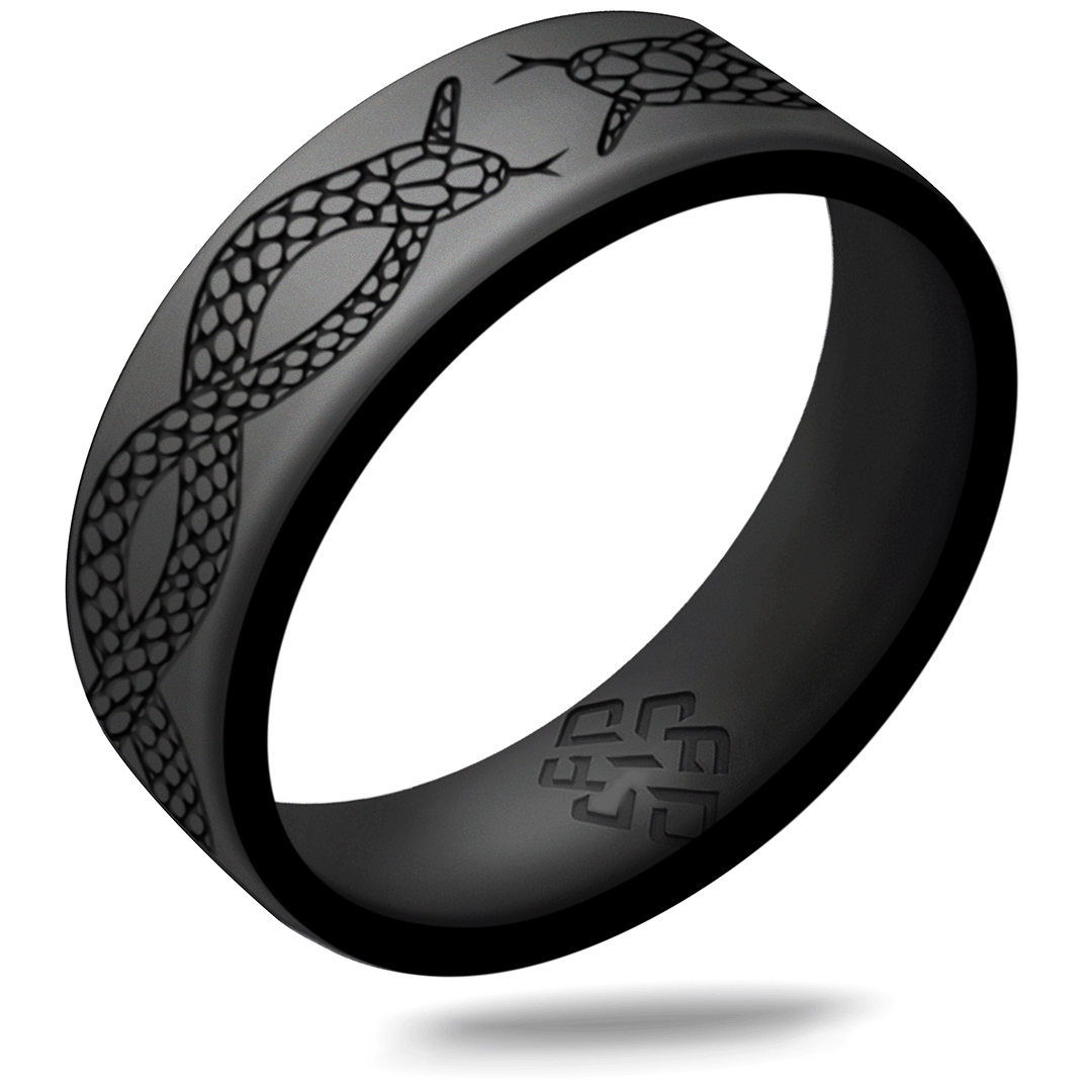 Snakes Silicone Ring, Dual Layer Engraved