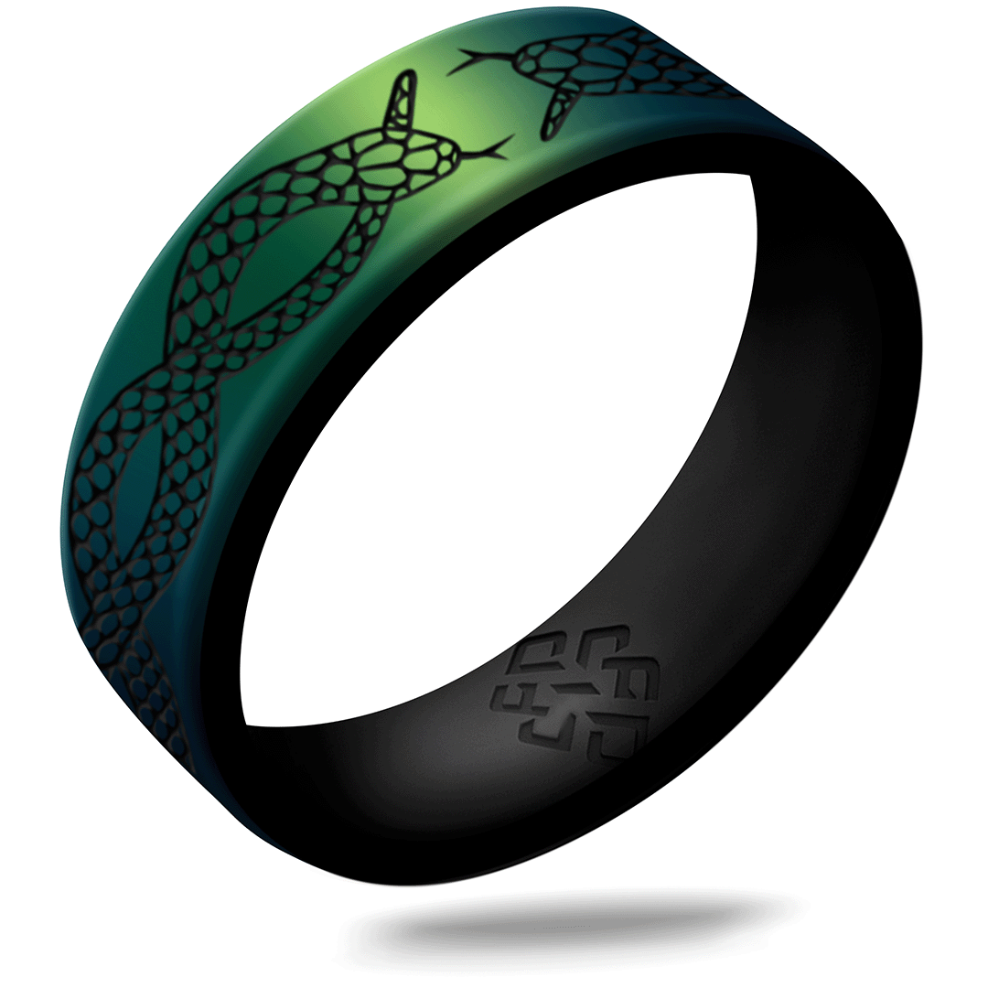 Snakes Silicone Ring, Dual Layer Engraved