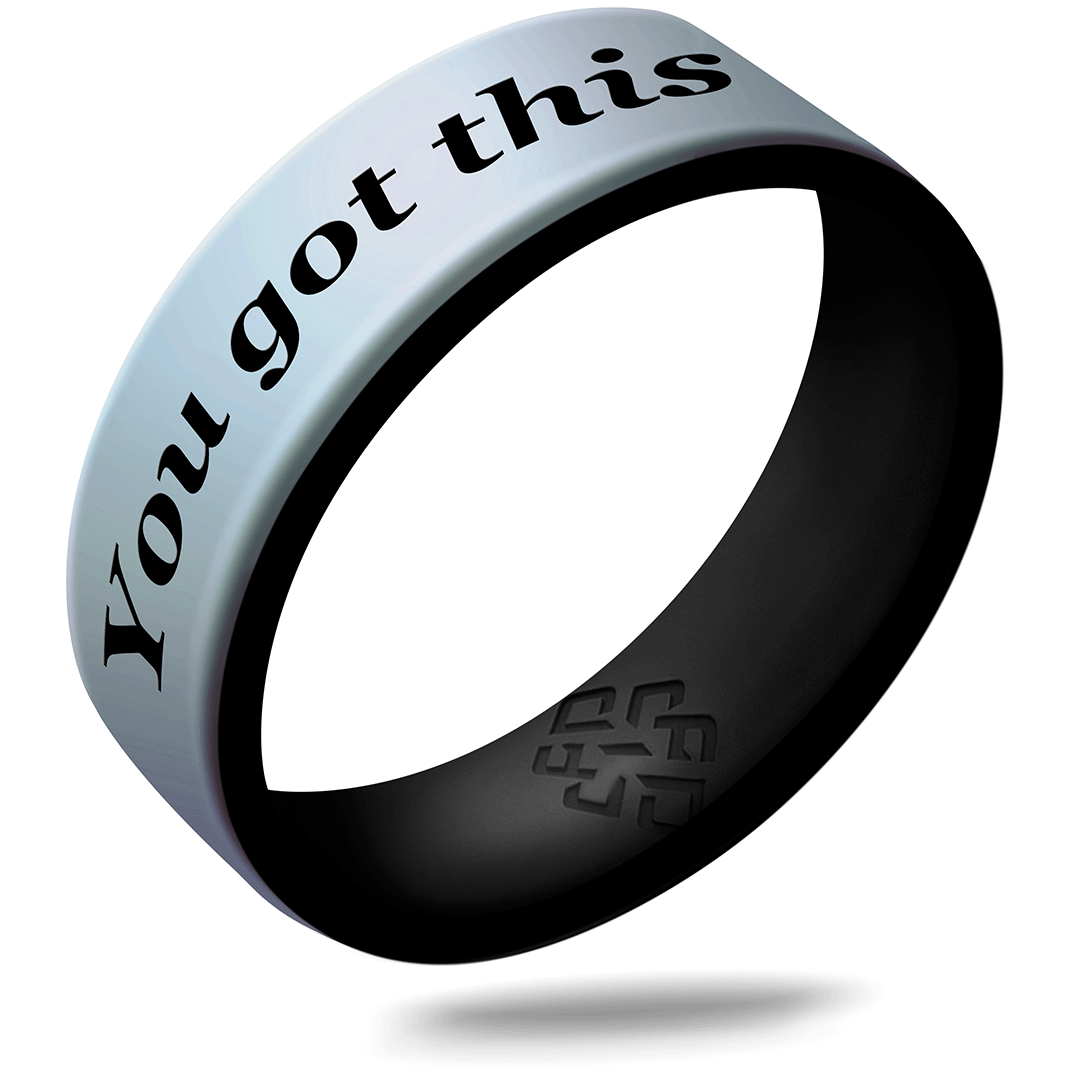 Custom Engraved Dual Layer Silicone Ring - Motivational Words, Mantras, Quotes, and More in 6mm