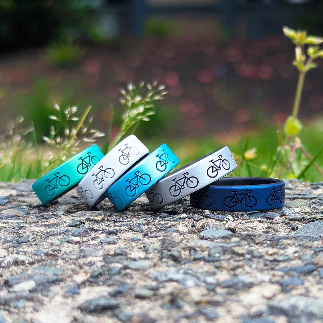Bike Silicone Ring - Engraved Dual Layer