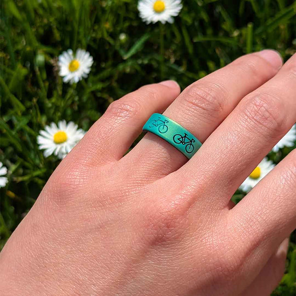 Bike Silicone Ring - Engraved Dual Layer